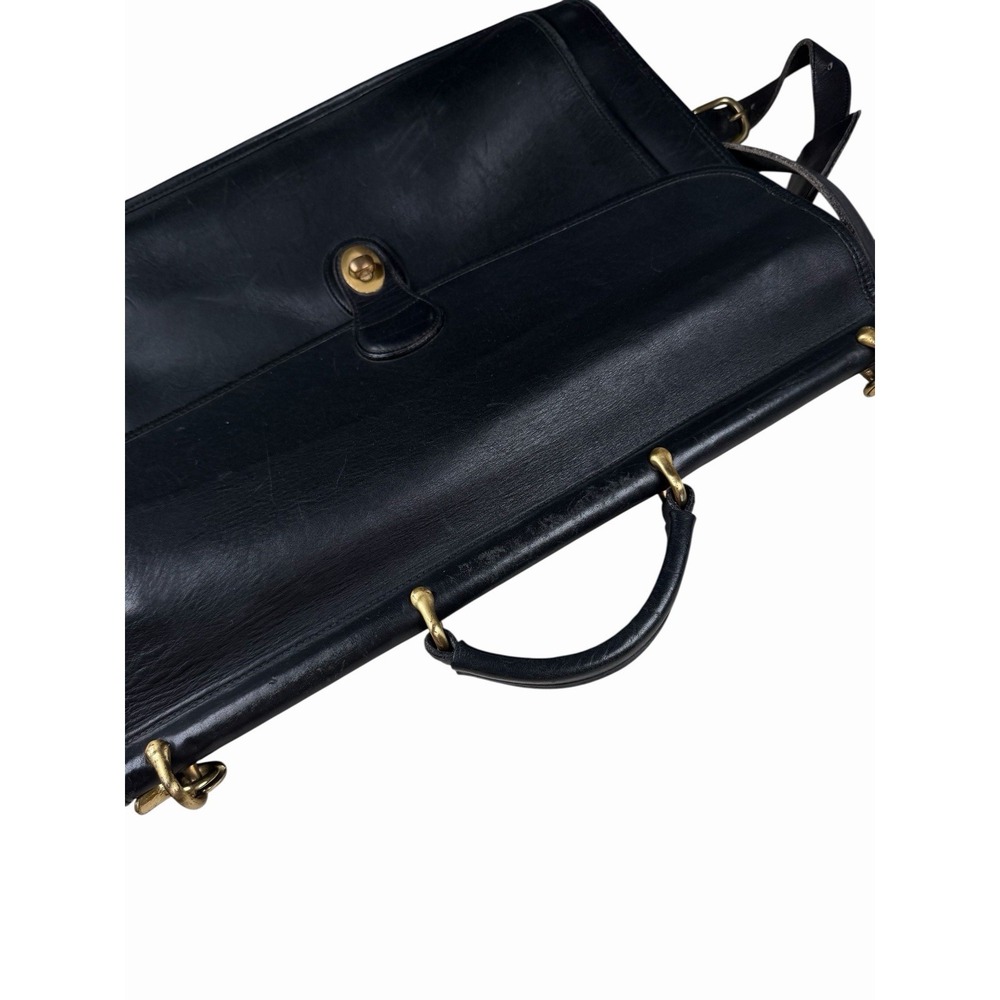 Vintage Coach Leather Briefcase Messenger Black Bag Classic Turnlock w Strap - Picture 6 of 16
